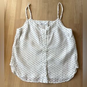 Stateside White w/ Black Polka Dots Button-Front 100% Linen Camisole Size XS